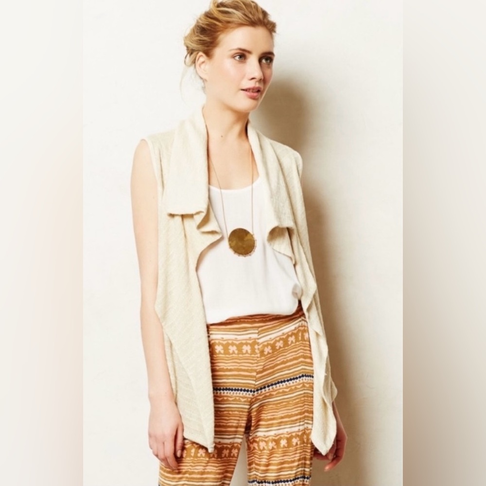 Anthropologie Puella Open Front Flyaway Cardigan Vest Size M